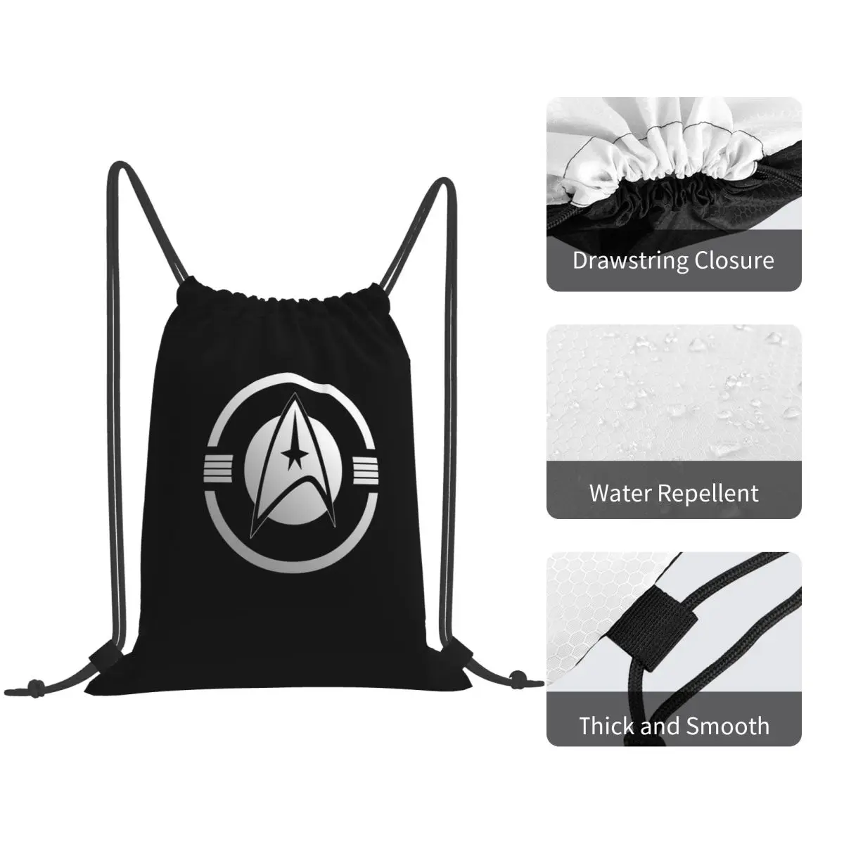 Star Treks Science Fiction TV Series Backpacks Portable Drawstring Bundle Pocket Storage Bag Book Bags for Travel School