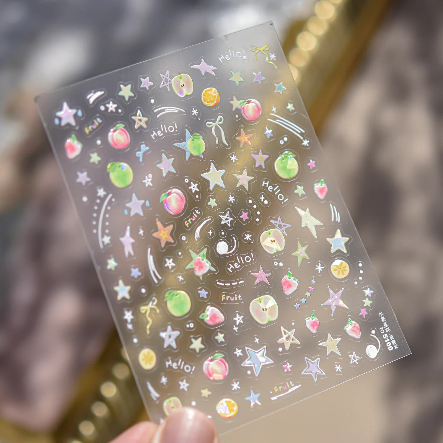 Verano Flash colorido fruta estrella alta calidad Nail Art pegatina diseño decoración calcomanías DIY arte manicura T-5160