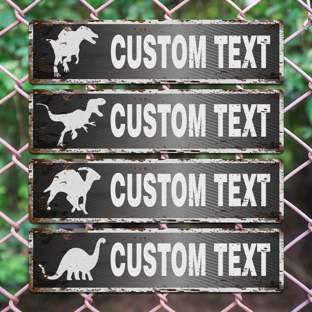 1pc Personalized Dinosaur Custom Metal Street Sign Customizable City Custom Vintage Street Road Signs Metal Signs Arrows Outdoor