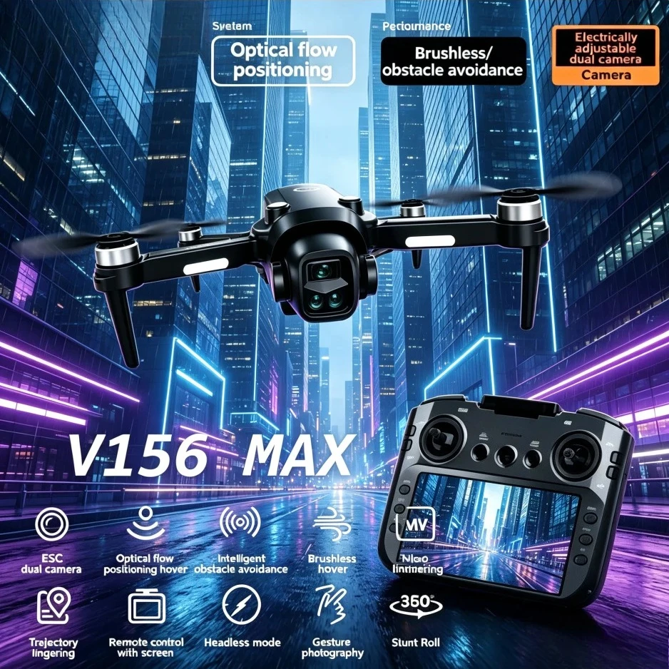 Original V156MAX Foldable GPS Drone 8K Dual Camera 5G WIFI FPV Screen Remote Obstacle Avoidance Brushless RC Aerial Quadcopter
