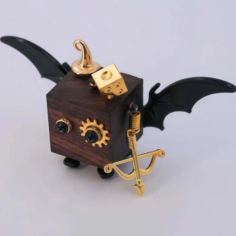 Mini Steampunk Style Robot Ornament Hand‑Assembled Wooden DIY Robot Figurine Creative Desk Decoration Novelty Gift for Friends