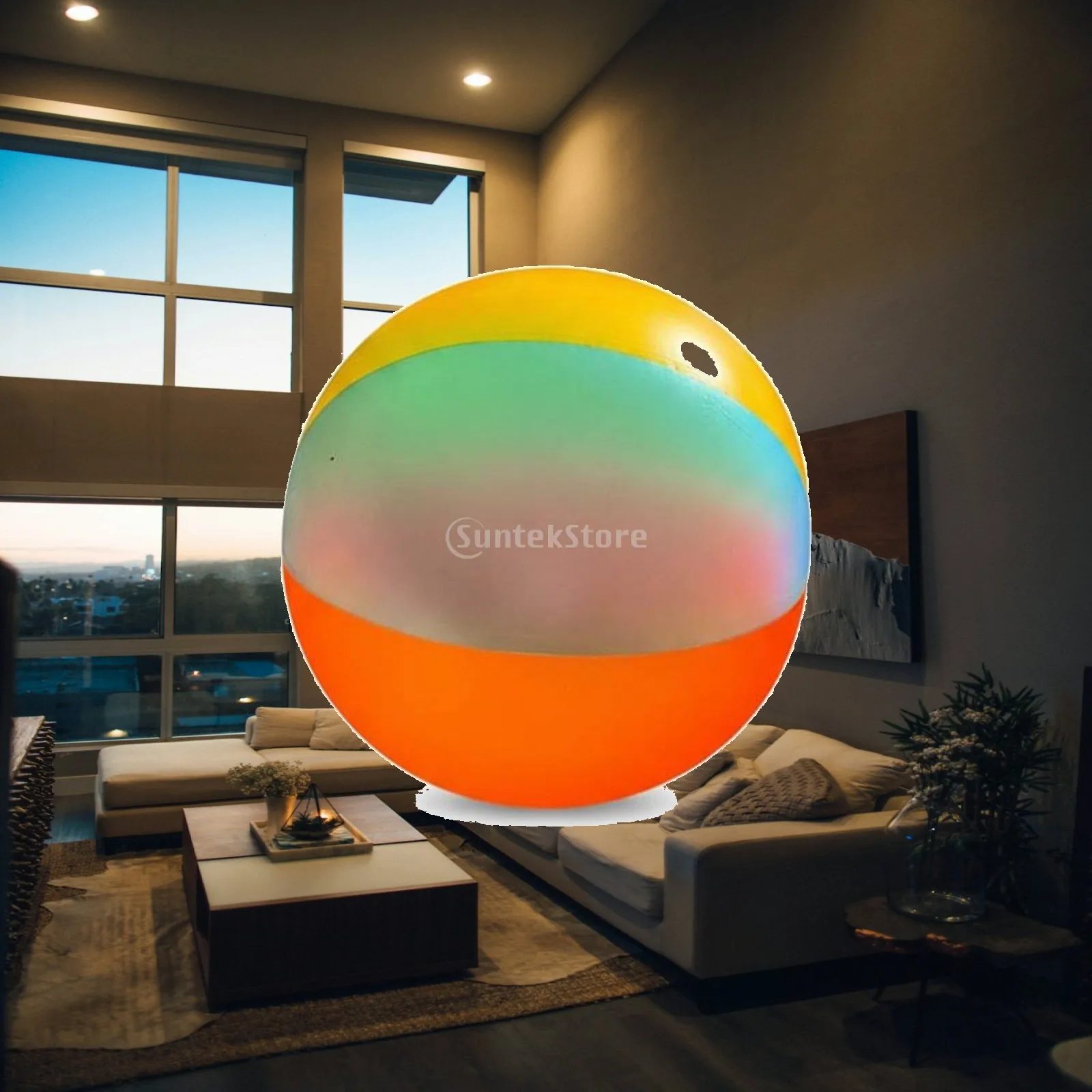 Large Inflatable Rainbow Beach Ball 24 Inch PVC Pool Water Toy for Kids Beach Party Fun