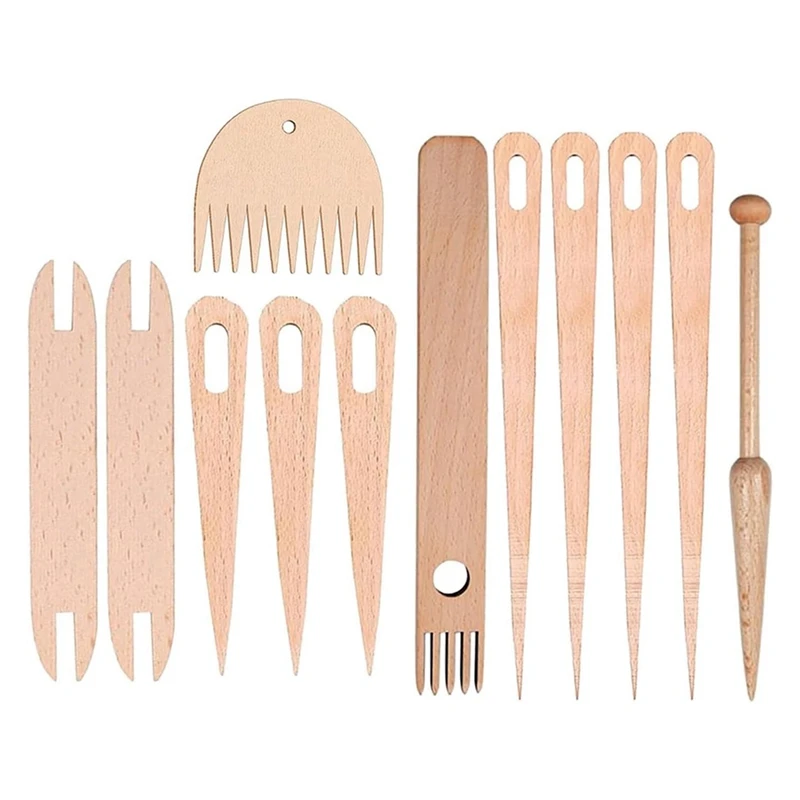 Kit de Bâtons de Tissage pour Tapisserie, Accessoire à Gros Œil, 2 Navette, 2 Peignes, 12 Pièces, 7 Pièces