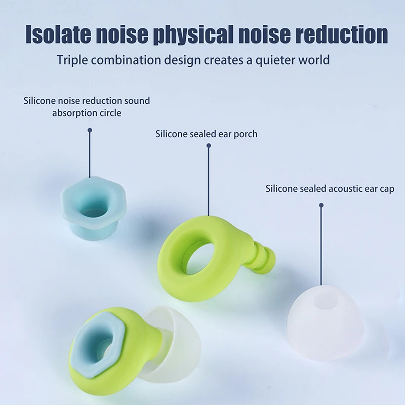 1 Pasang Penyumbat Telinga Pengurang Kebisingan Penyumbat Telinga Silikon Anti Kebisingan Membatalkan Penyumbat Telinga Kedap Suara Pelindung Telinga Lembut Berenang Tahan Air