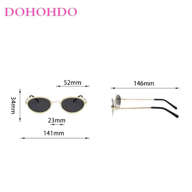 Trendy Oval Metal Frame Sunglasses Luxury Brand Design Metal Frame Sun Glasses Outdoor Travel Shades Unisex UV400 Lentes De Sol