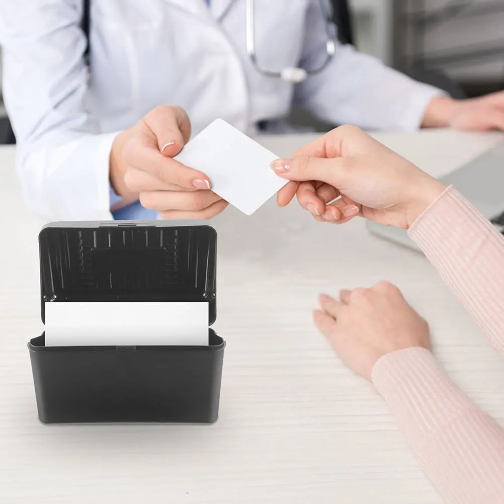 

2Pcs Business Card Storage Box Large Capacity Desk Organizer Practical Office Cards Holder Desktop Card Box for Home Bathroom