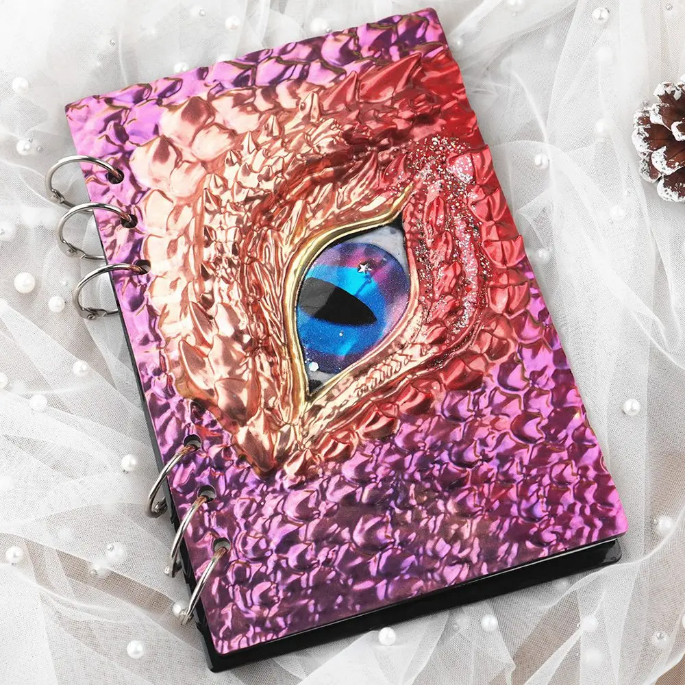 ABWZ-2Pcs DIY Book Cover Crystal Epoxy Resin Mold Dragon Eye Notebook Case Mirror Silicone Mold view 4