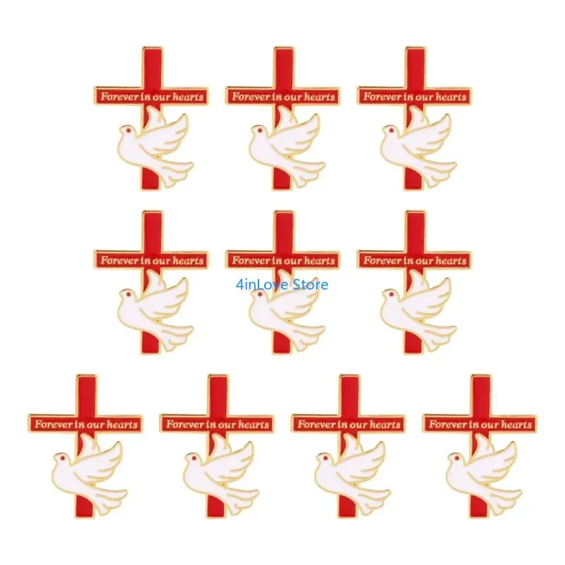 T4MD Delicate Pastels Color Crosses And Pigeons Pin For Spring Summer Outfits