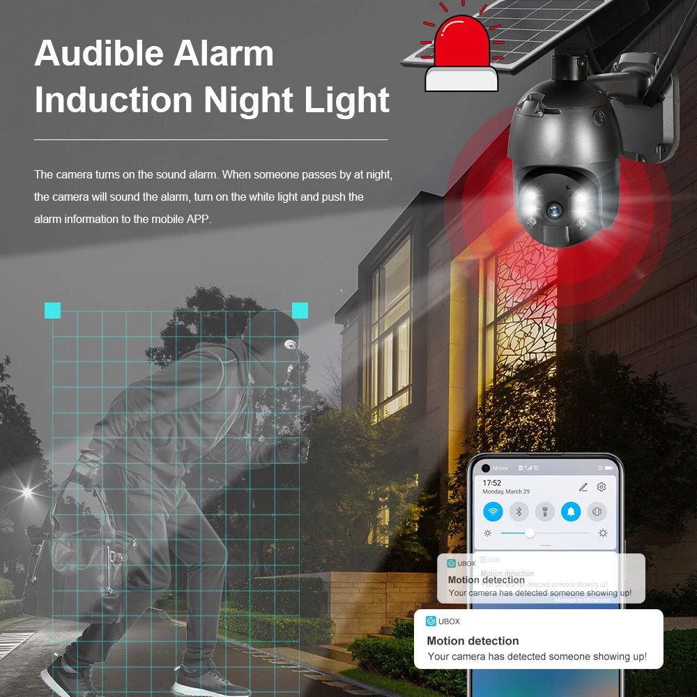 8W 4G/WIFI Solar Panel Camera 5MP Security Wireless Outdoor Waterproof PTZ PIR Motion Detection CCTV Support Tuya