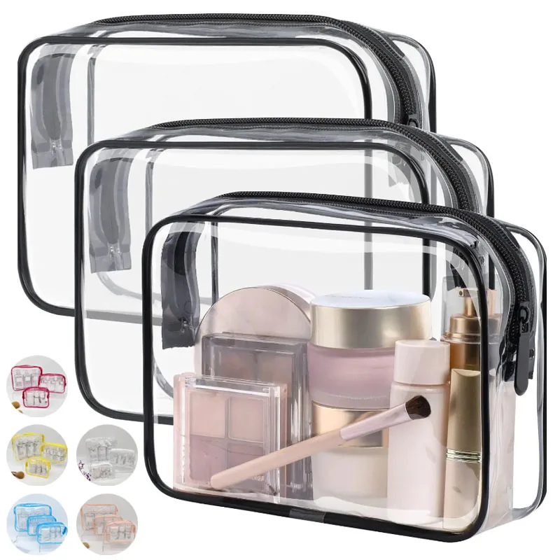 

Simple Transparent Cosmetic Bag PVC Waterproof Clear Makeup Storage Case Travel Make Up Organizer Pouch Bath Toiletry Wash Bag