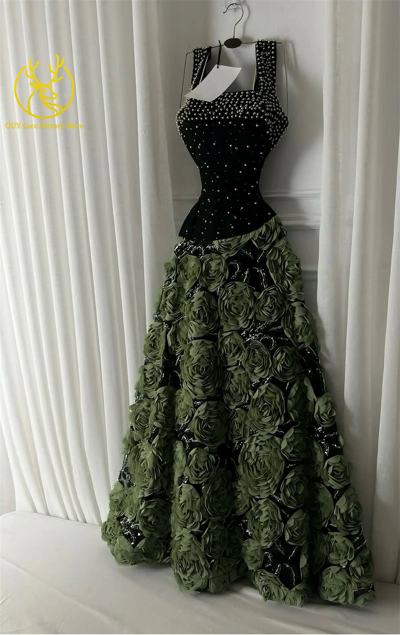 3D-Rosen-High-End Nigerianischer Tüll-Spitzenstoff 2026 – Hochwertiger afrikanischer Pailletten- und Perlen-Spitzenstoff für Brautkleider und Hochzeitskleider zum Nähen – Detail 12