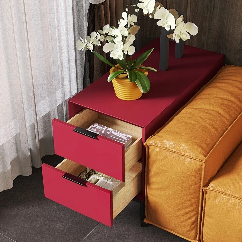 Minimalist sofa side cabinet solid wood modern living room small side table coffee table