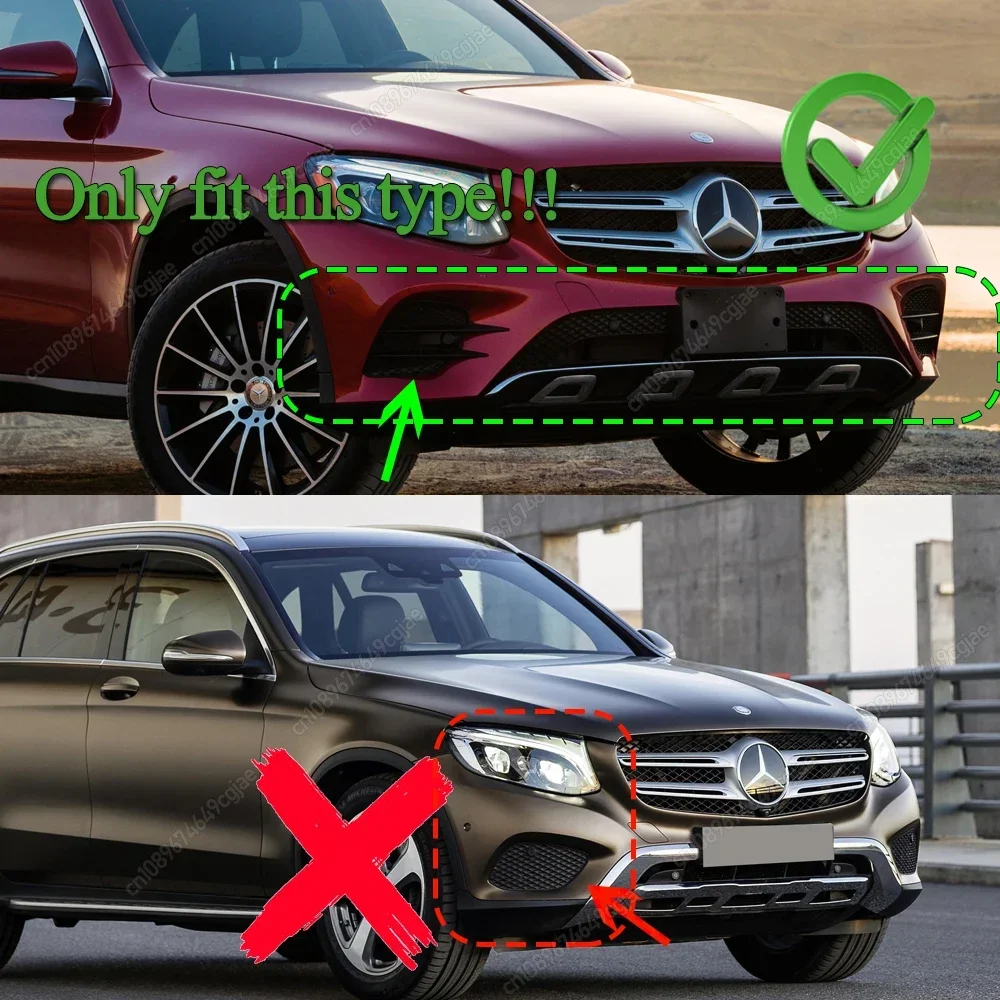 6Pcs For Mercedes Benz GLC Class X253 GLC260 300 GLC43 AMG 2016-2019 Front Bumper Splitter Spoiler Fog Light Trim Wind Knife New