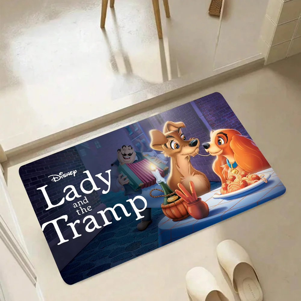 1pc MINISO Disney Lady And The Tramp Floor Mat Anti-Slip Kitchen Bedroom Handmade Tufted Rug Carpet Living Room Entrance Rug