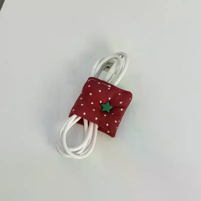 Cute Cable Organizer Red Tomato/Star Design Cable Winding Holder For Earphones Chargers Portable Daily Use For Women And Girls