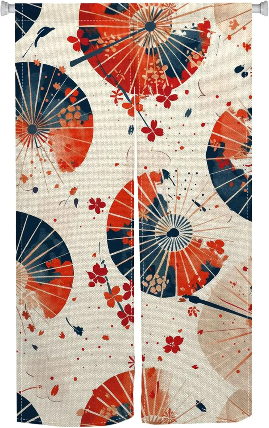 Japanese Cherry Blossom Umbrella Noren Curtain, Traditional Japanese Bangasa Sakura Door Curtain for Home Entrance Decorative