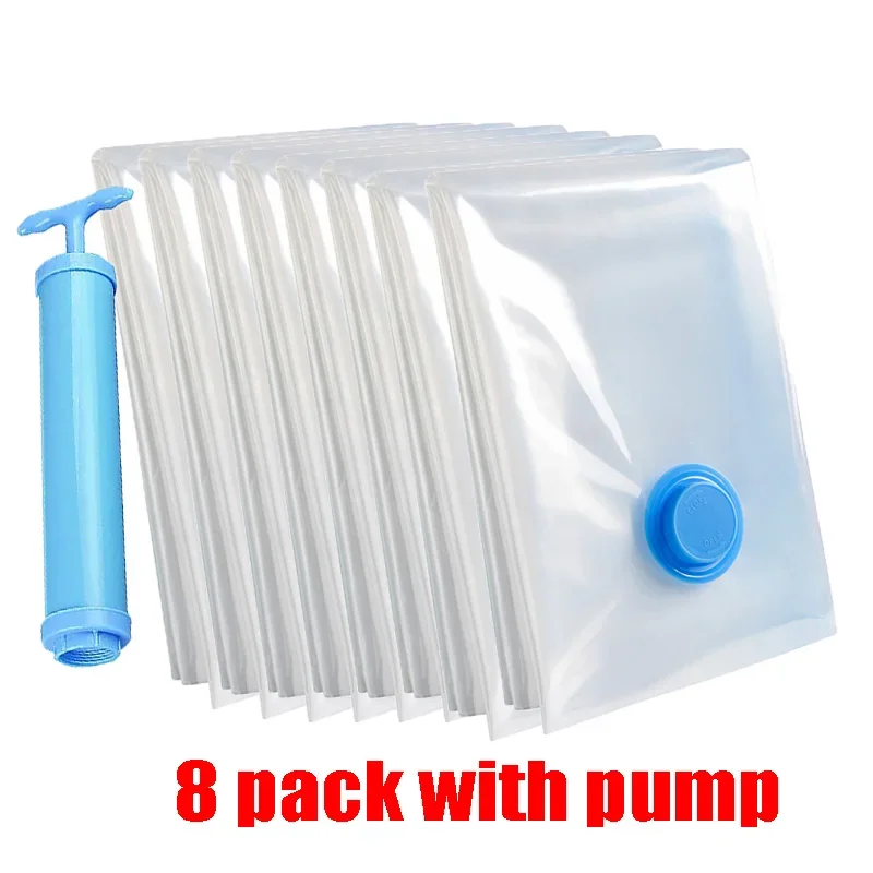 1-8pcs Vacuum Storage Bags Clothes Bags and Vacuum for Clothes Vacuum Sealing Bags Empty Vacuum Bag and Pump Storage Container