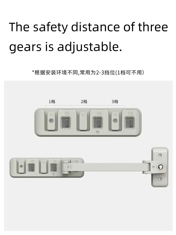 Children\'s Window Limit Safety Lock, ajustável em três engrenagens, ventilação e prevenção de quedas