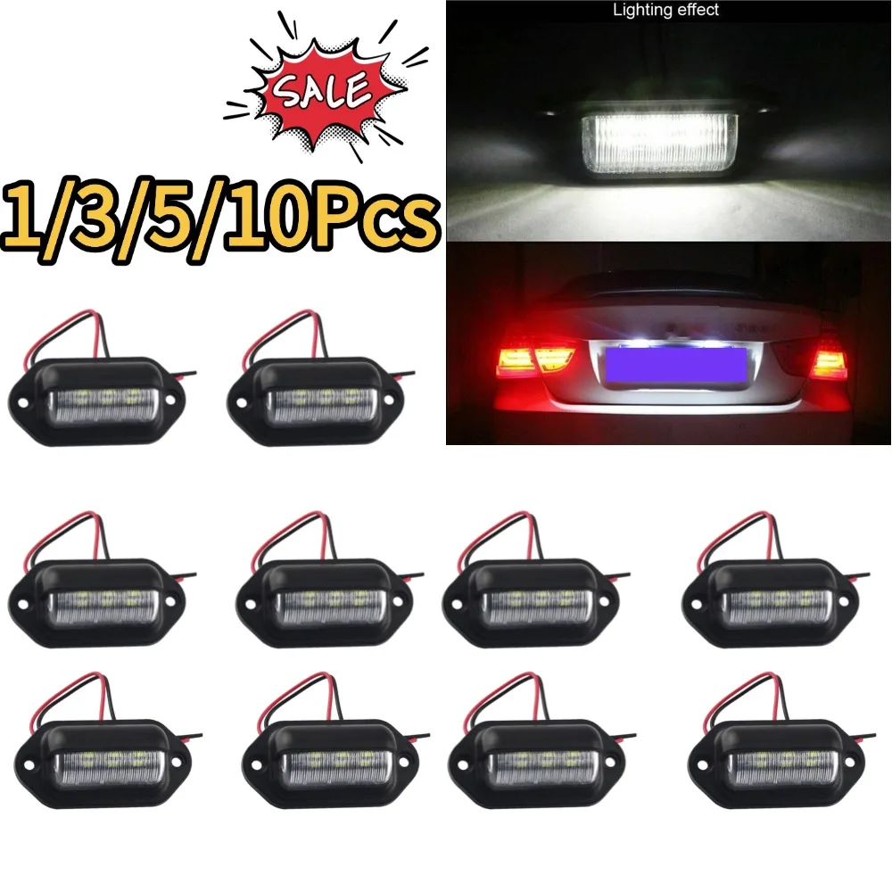 6 LED Car License Number Plate Light For SUV Truck Trailer Van Tag Step Lamp White Bulbs Car Products License Plate Lights
