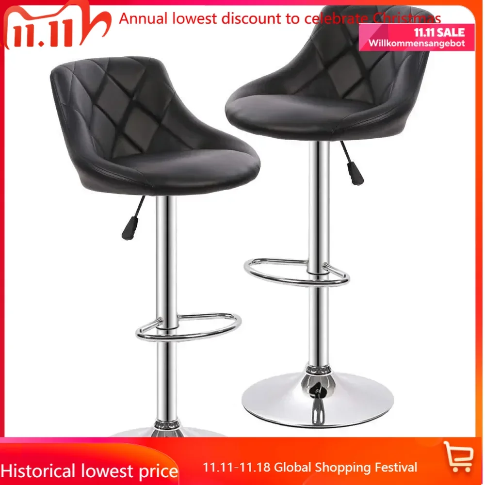 

Counter Height Bar Stools Set of 2 Barstools Swivel Stool Height Adjustable Bar Chairs with Back PU Leather Swivel Bar Stool