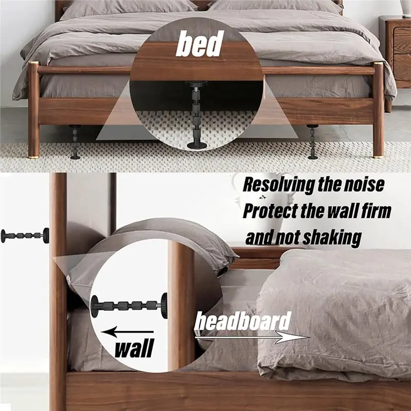 B08B-Adjustable Threaded Headboard Stoppers Bumper For Wall, Anti-Shake Tool, Bed Shake Support Stabilizer Device