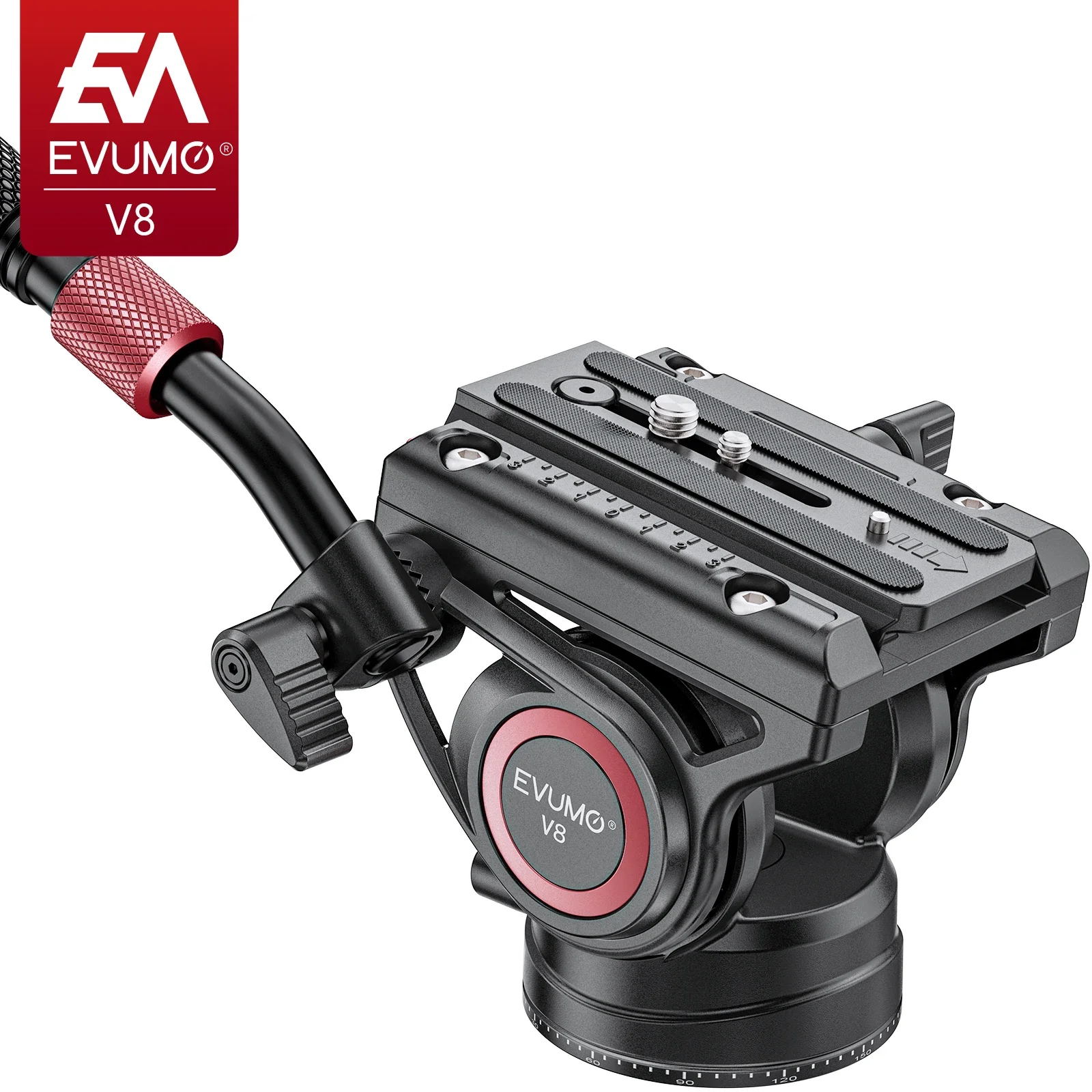 

EVUMO V8 Tripod Pan Tilt Hydraulic Fluid Video Head Fluid Camera Tripod Monopod Slider Quick Release Plate 1/4" 3/8" Screw Hole