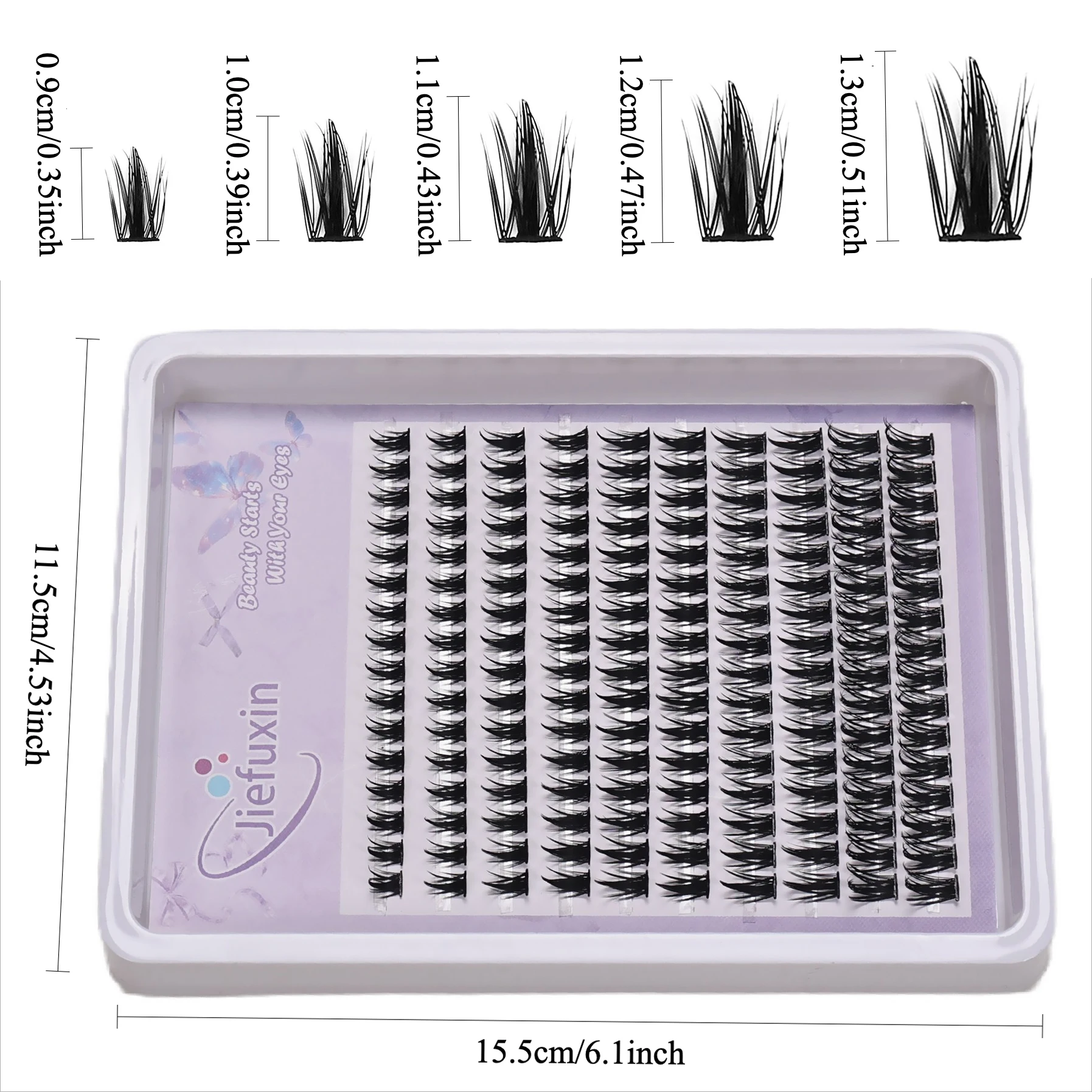 160 Uds pestañas postizas con forma de oreja de trigo tallo fino, extensión de pestañas DIY, grupos segmentados gruesos injerto herramienta de maquillaje de pestañas DIY