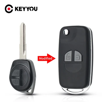 KEYYOU 2 pulsanti modificato Flip pieghevole auto chiave a distanza custodia Shell per Suzuki SX4 Swift Grand Vitara chiave coperchio vuoto + pulsante Pad