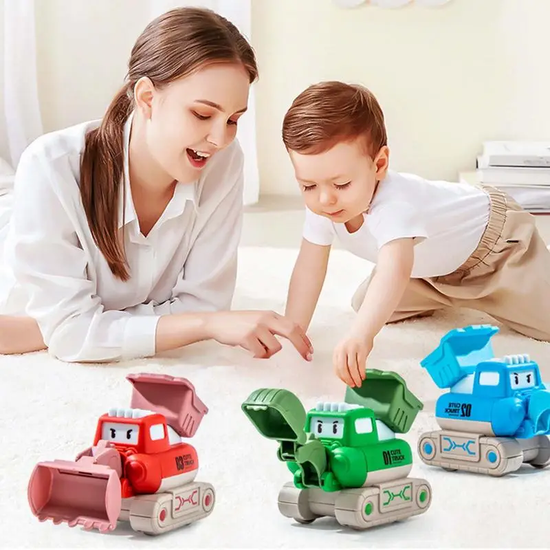 Mini Construction Truck Press And Go Truck Toys For Toddlers Construction Play Trucks Engineering Vehicles Toys simula