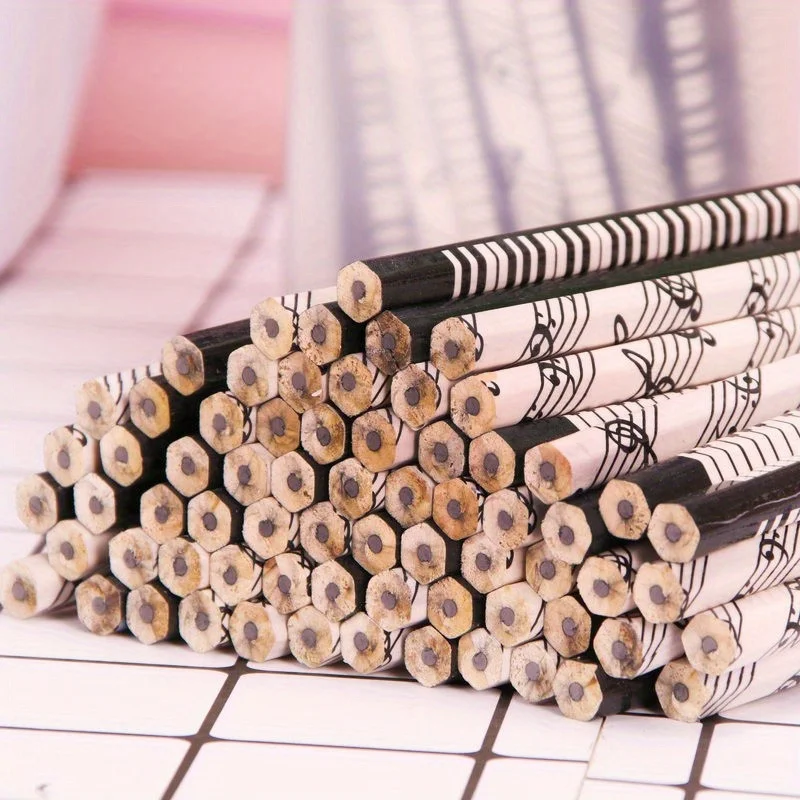 12 Stück Bleistift – Klavier, Musiknoten, runder Stifthalter, HB-Bleistift, Schreibwaren zum Schreiben, Zeichnen, Kunstwerk-Design – Detail 4