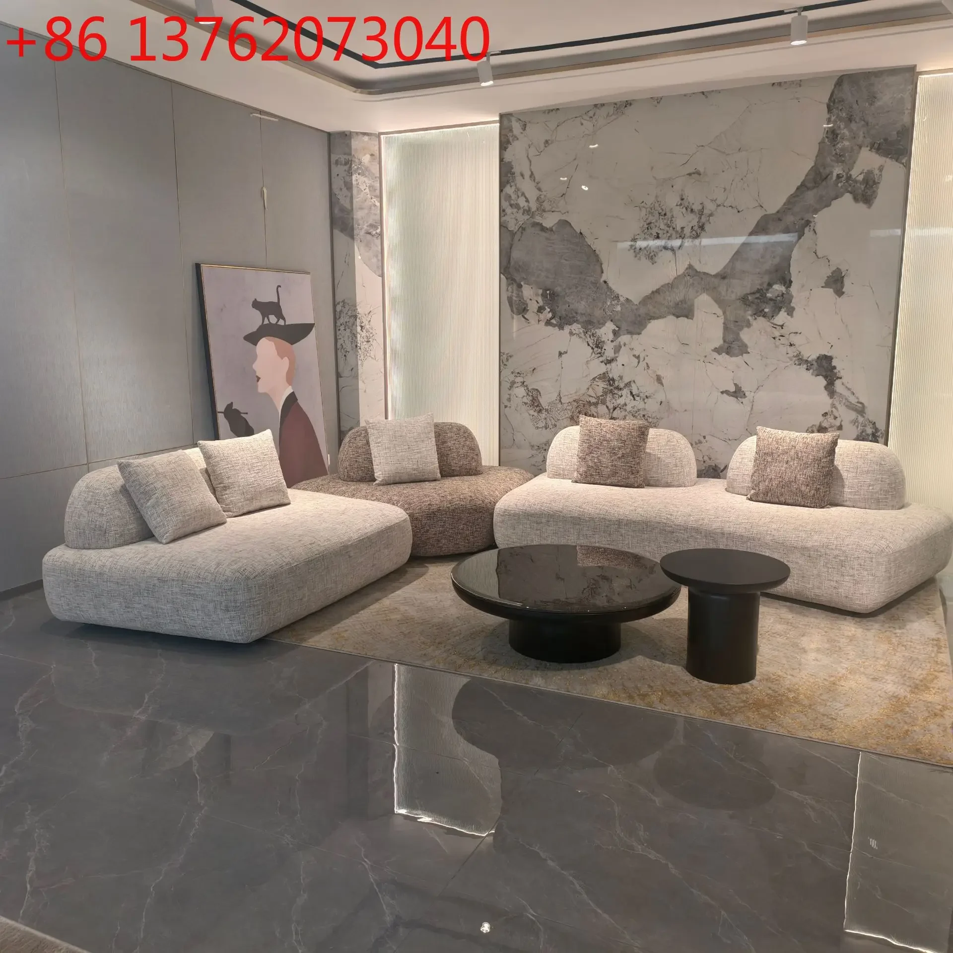 Modern simple fabric sofa living room special-shaped module light luxury sofa combination