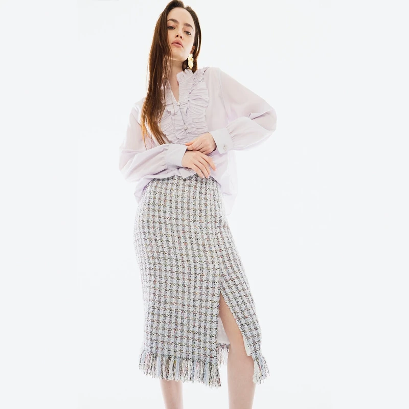 

Elegant Long Sleeve Stand Collar Pleated Shirt Korean Style Accordion Pleat Top Breathable Skin-Friendly Spring Fashion Women...