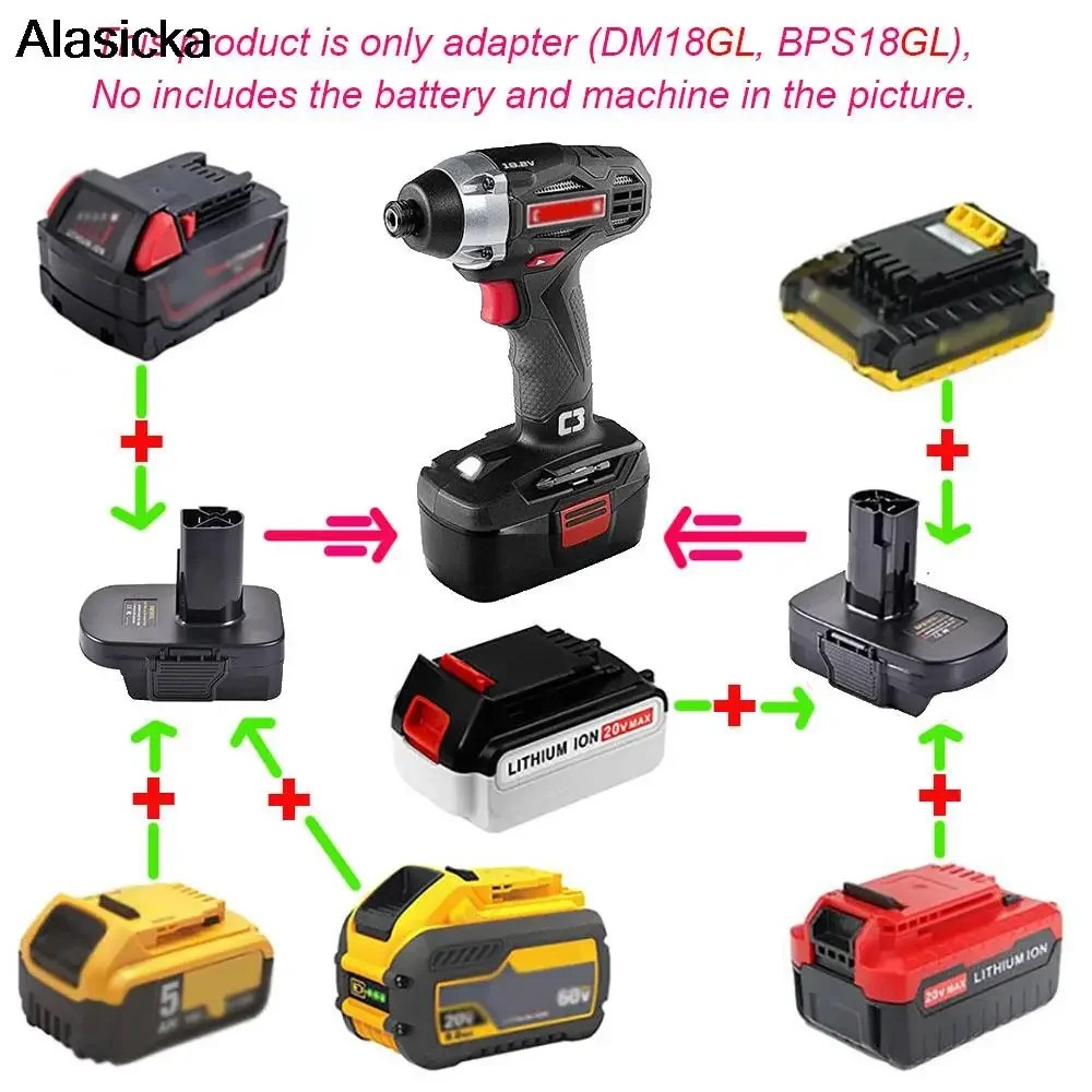 Adapter USB Charger DM18GL BPS18GL For DeWalt Milwaukee Black Decker Porter-Cable Stanley Li-ion Battery on Craftsman 19.2V Tool