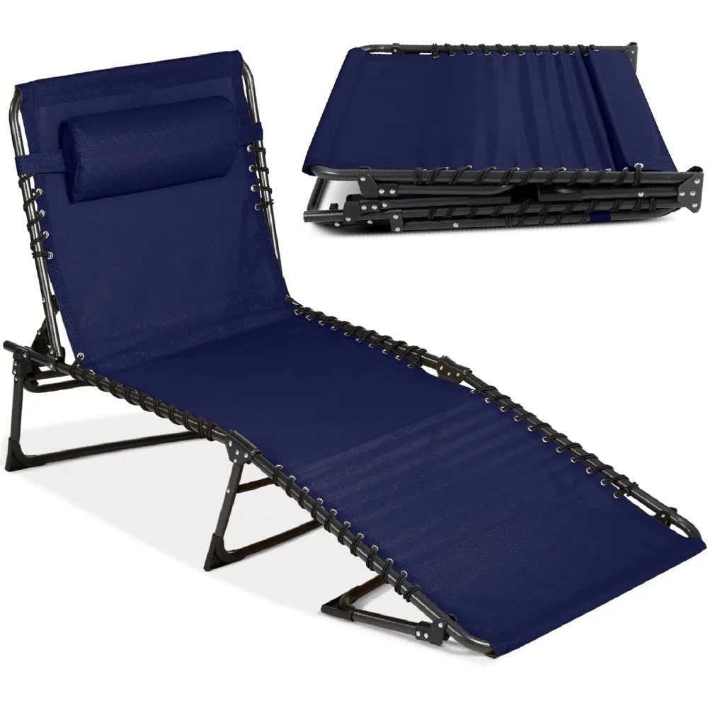 

Patio Chaise Lounge Chair, Portable Outdoor Folding Recliner for Lawn, w/ 8 Positions, Handles, 300lb Capacity