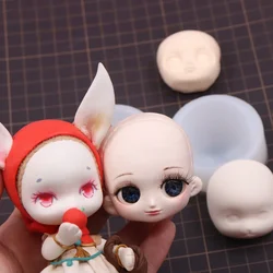Polymer Clay Cartoon Rabbit Silicone Face Mold Q Version Face Hand-made Doll Face Mold DIY Soft Pottery Fondant Clay Tool