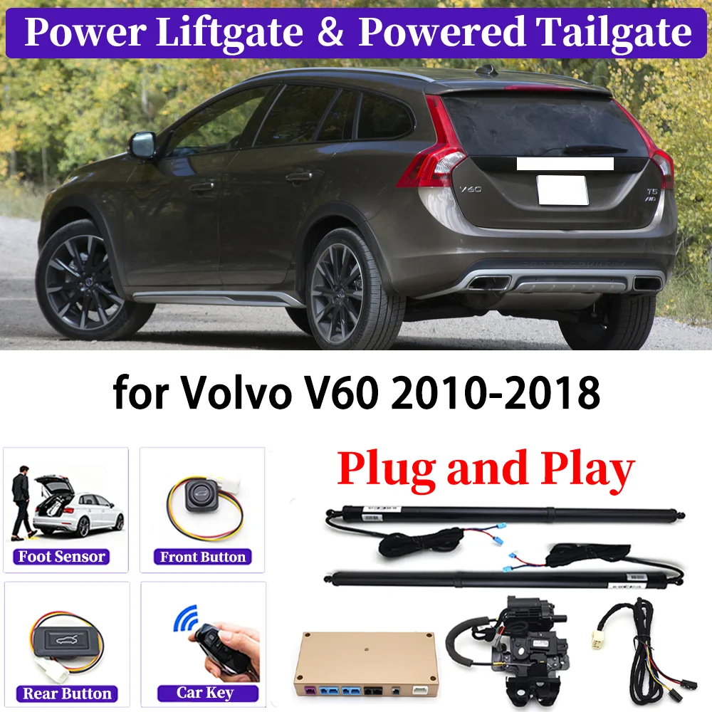 ZJCGO for Volvo V60 2010-2018 OEM Upgrade Car Automatic Power Liftgate Kit Smart Auto Electric Tailgate System Play and play
