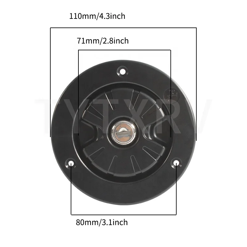 غطاء ملء مدخل RV أسود مع مفتاحين لمقطورة التخييم ر