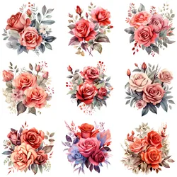 Retro gorgeous rosa chinensis Lady Flowers DTF patches for clothing Heat Transfer On Clothes transfer ready to press Iron On