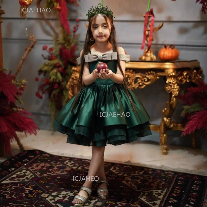 Christmas Holidays New Green Princess Party Dresses Girls Kids Birthday Model Show Host Performance Pageant Formal Gown Evening