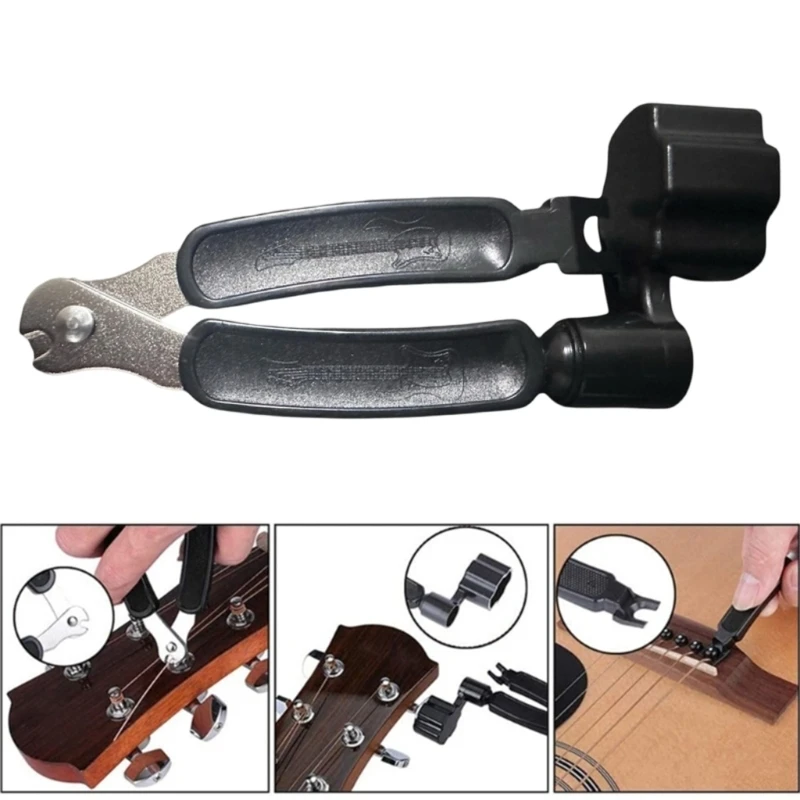 Guitar String Winder Cutter Bridge Pin Puller Guitar String Changing Tool Guitar Maintenance Tool for Mandolin, Ukuleles