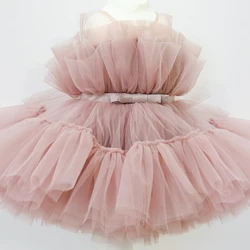 New Summer Dresses For Girls Kids Birthday Party Luxury 2023 Fluffy Ball Gown Wedding Prom Lace Dress Children Evening Dresses