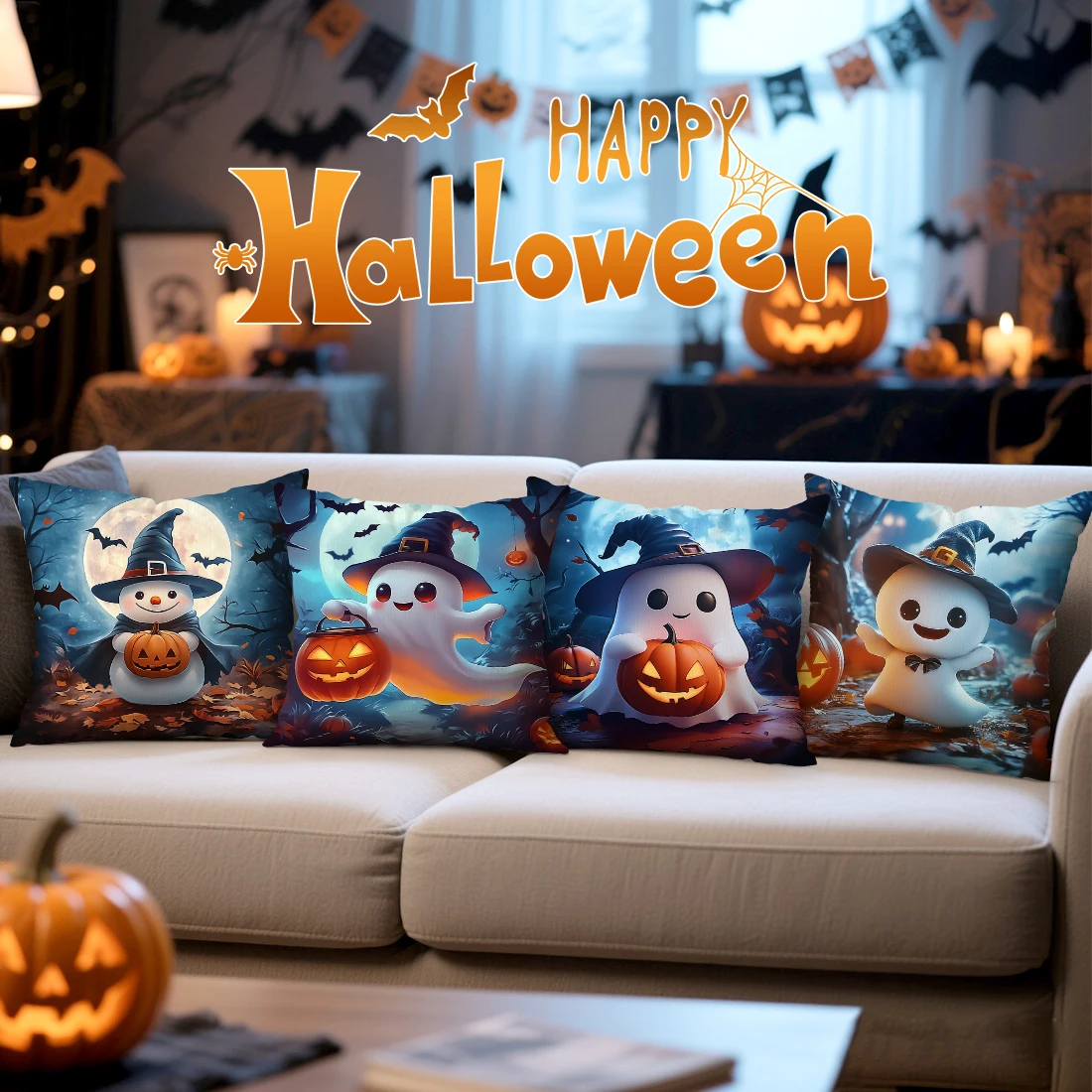 

Хэллоуин призрак тыква наволочка с принтом полиэстер 45x45 см пледы наволочка декоративная диванная подушка наволочка домашний декор