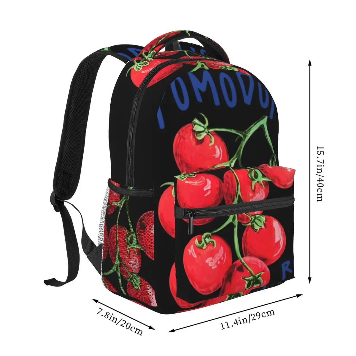 Sweet Snack Student Backpack Center Tomato Vine Italy Italian Food Doodle Red Blue Green Lightweight Daypack for School Outdoor