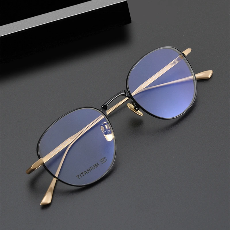 Handmade Titanium Retro Round Eyeglasses for Men Vintage Ultralight Optical Prescription Glasses Frame Women Myopia Eyewear Male