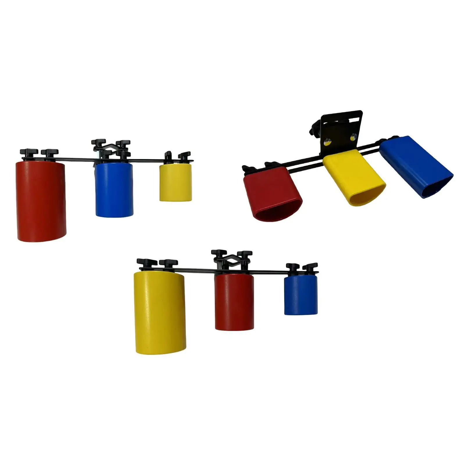 High and Low Tones 3 Colors Cowbell Drum Accessories Sturdy Tone Cowbells for School Teaching Concerts Bands Competitive Sports