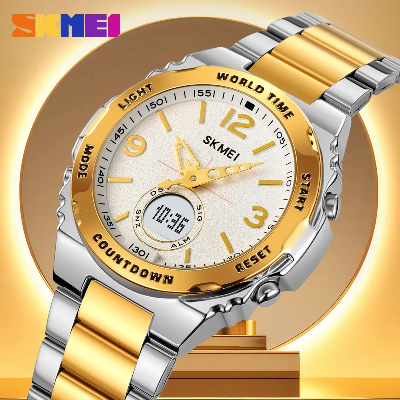 SKMEI 2310 Luxury Men's Clock Movement Watches Reloj Hombre Waterproof Electronic Watch Male Digital Stainless Steel Wristwatch