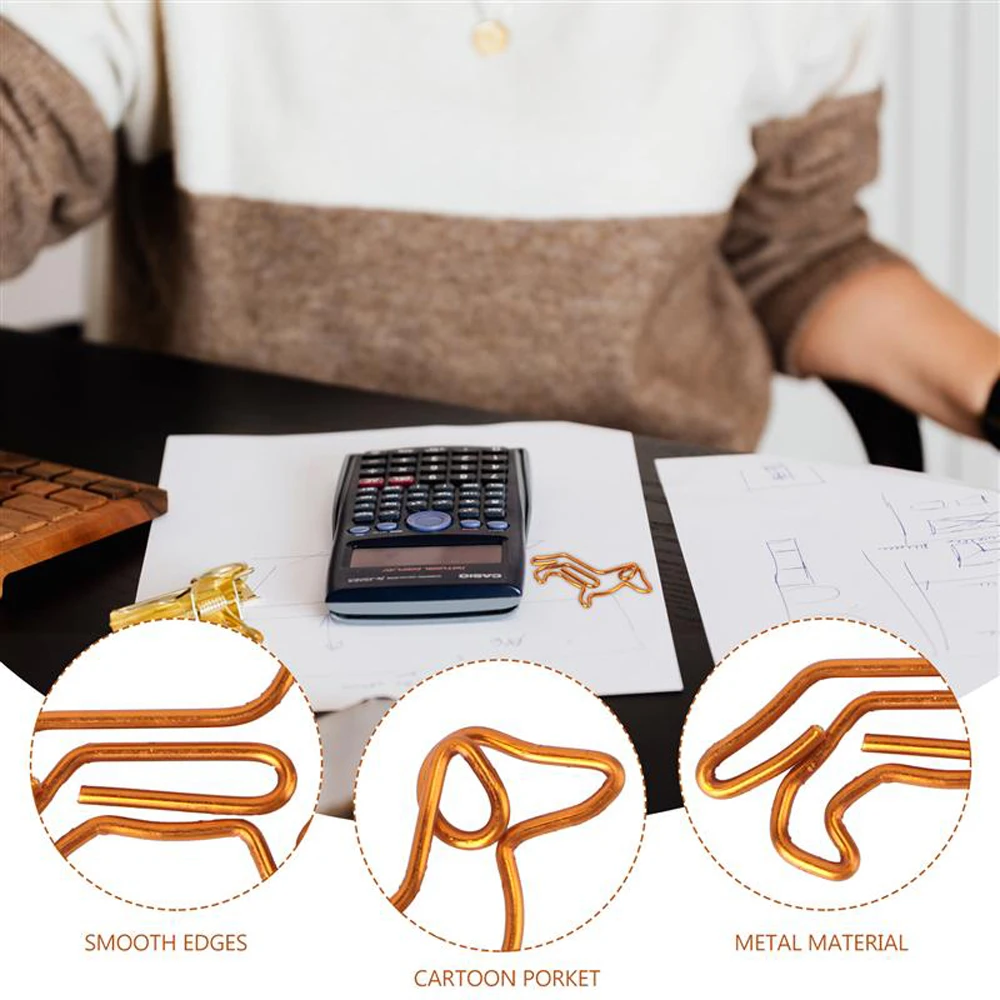 

Animal Shape Cartoon Special-shaped Paper Clamps Customization Dachshund Gold Paper Clip Bookmark Clip Paper Clips