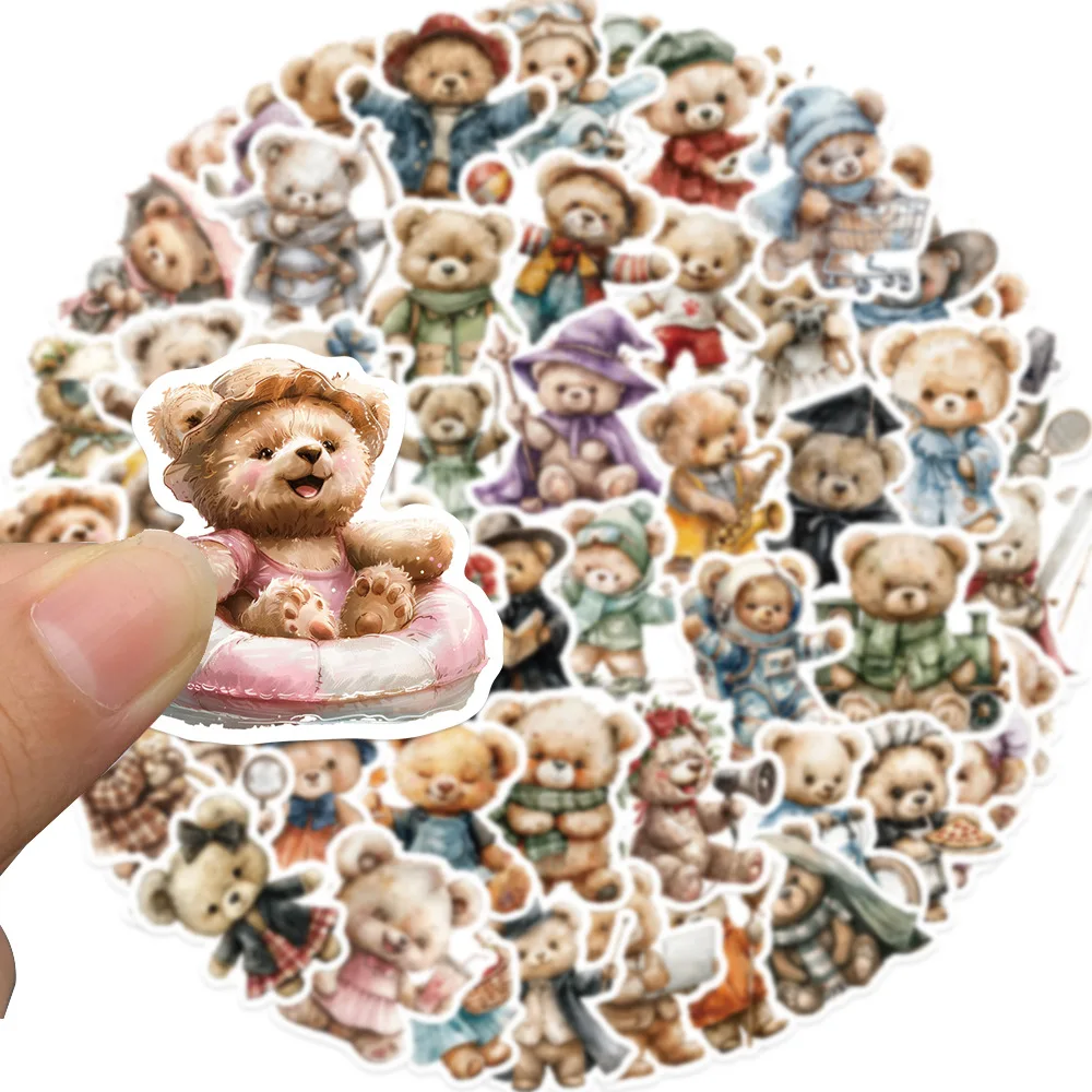 55 قطعة من ملصقات الكتابة على الجدران اللطيفة على شكل دمية دب DIY للأطفال لعبة كلاسيكية للسفر والأمتعة والجيتار ملصق إبداعي مقاوم للماء