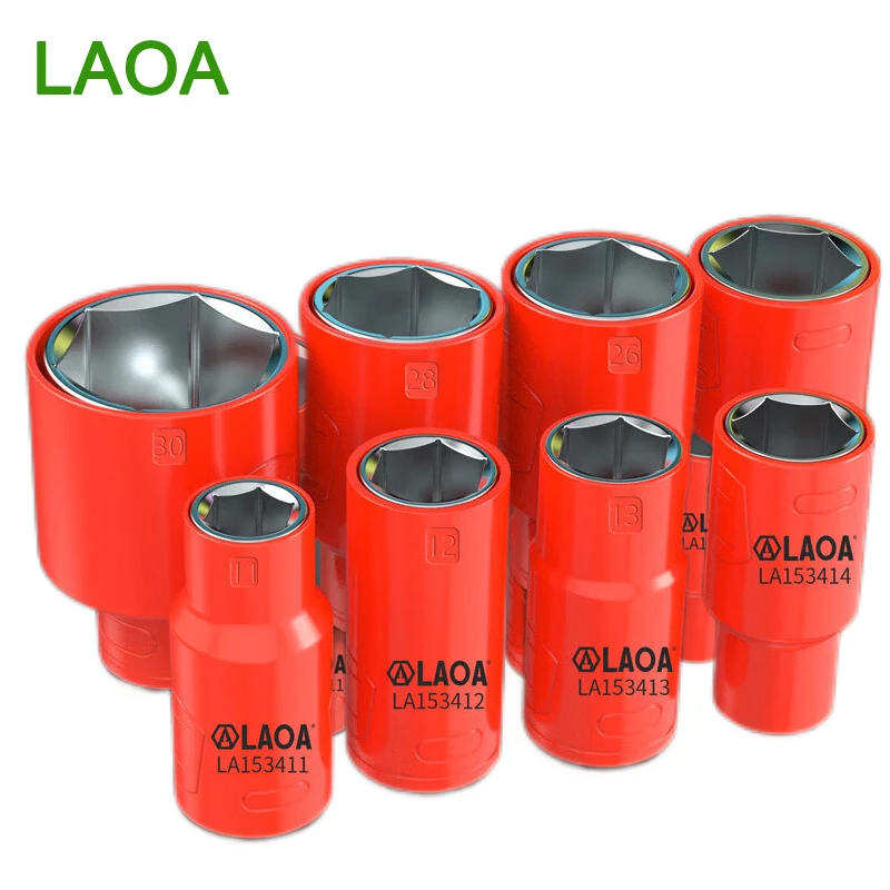 LAOA 3/8 Insulated Metric Hexagonal Socket, High Voltage Resistant 1000V Electric Vehicle Repair Insulation Tool