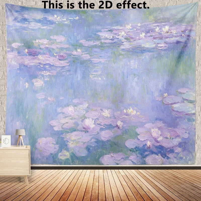 Water Lilies Tapestry Background Cloth Hanging Cloth Bedroom Bedside Decorative Wall Cloth Dormitory Tapestry